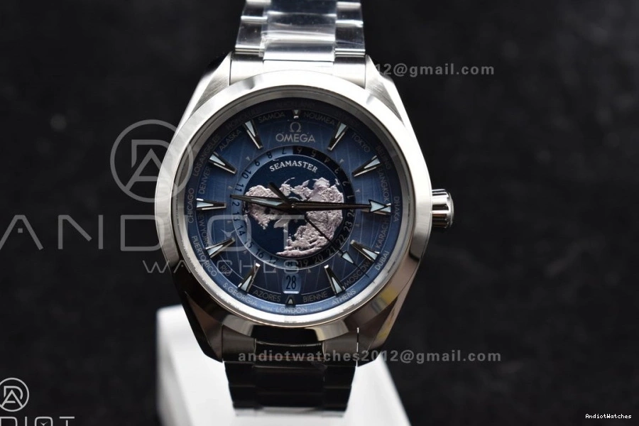 1:1 Stainless On 518 Edition Bracelet Terra Worldtimer GMT VSF Clone UrbanStyle Super Summer Dial A8938 43mm Best Blue Aqua 0217